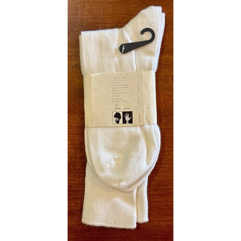 Vintage 1980s E.G. Smith White White Slouch Socks New With Tags Unisex Adult